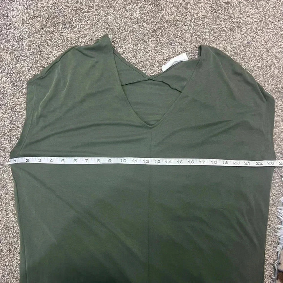 Double Zero V Neck Dress Olive Green high low dolman short sleeves size medium - Picture 5 of 7